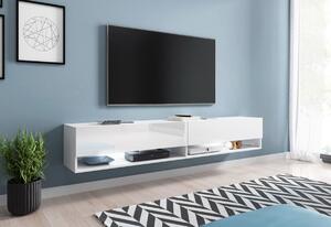 TV stolek MENDES A 180, 180x30x32, bílá/bílá lesk, bez LED osvětlení