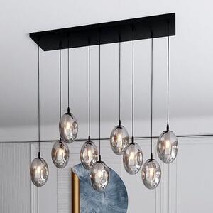 Závěsné svítidlo ASTRAL 9 – černé, grafitové sklo, 9× E14, šířka 100 cm