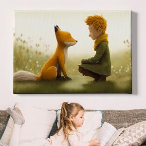 Obraz na plátně - Malý princ a liška v hlubokém propojení FeelHappy.cz Velikost obrazu: 120 x 80 cm