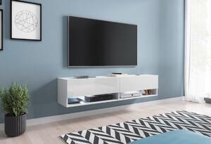 TV stolek MENDES A 140, 140x30x32, bílá/bílá lesk, bez LED osvětlení