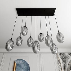 Závěsné svítidlo ASTRAL 9 – černé, grafitové sklo, 9× E14, šířka 100 cm