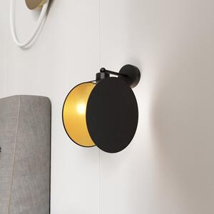 Nástěnné svítidlo MOTIF K1 – černé, zlaté textilní stínidlo, 1× E27, šířka 20 cm