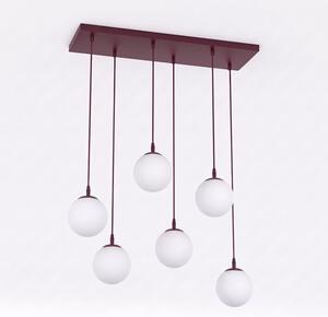Závěsné svítidlo COSMO 6 – vínové, opálové sklo, 6× E14, šířka 81 cm