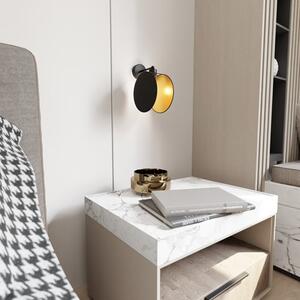 Nástěnné svítidlo MOTIF K1 – černé, zlaté textilní stínidlo, 1× E27, šířka 20 cm