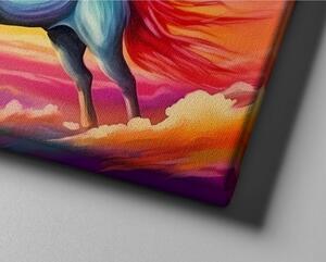 Obraz na plátně - Jednorožec okřídlený, barevné nebe FeelHappy.cz Velikost obrazu: 40 x 30 cm
