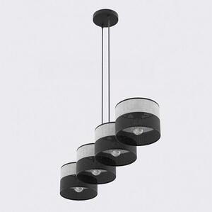 Závěsné svítidlo KARBON 4 – černé / šedé, textilní stínidla, 4× E27, šířka 95 cm