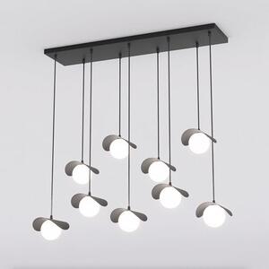Závěsné svítidlo RITUAL 9 – černé, bílé sklo, 9× G9, šířka 100 cm