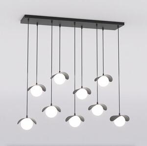 Závěsné svítidlo RITUAL 9 – černé, bílé sklo, 9× G9, šířka 100 cm
