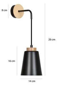 Nástěnné svítidlo BOLERO K1 – černé, 1× E27, šířka 14 cm