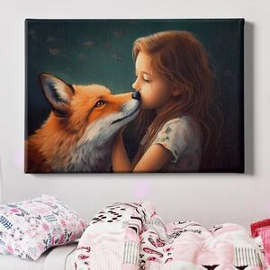 Obraz na plátně - Dívka a její nejlepší kamarádka liška FeelHappy.cz Velikost obrazu: 40 x 30 cm