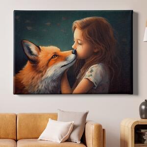 Obraz na plátně - Dívka a její nejlepší kamarádka liška FeelHappy.cz Velikost obrazu: 150 x 100 cm