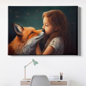 Obraz na plátně - Dívka a její nejlepší kamarádka liška FeelHappy.cz Velikost obrazu: 40 x 30 cm