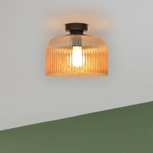 COREP Stropní světlo Luigi v barvě jantaru/černá, Ø 25 cm, sklo, stmívatelný, Krémová / jantar, Obývací pokoj / jídelna, Sklo, Moderní