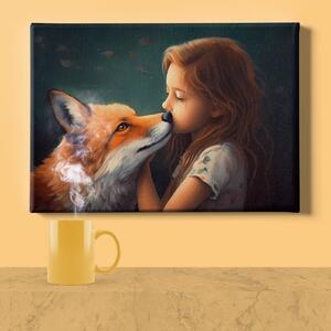 Obraz na plátně - Dívka a její nejlepší kamarádka liška FeelHappy.cz Velikost obrazu: 210 x 140 cm