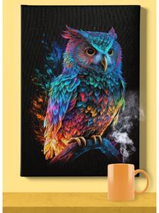 Obraz na plátně - Barevná sova (celé tělo) FeelHappy.cz Velikost obrazu: 100 x 150 cm