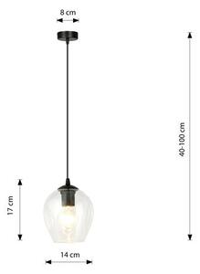 Závěsné svítidlo ISTAR 1 – černé, čiré sklo, 1× E27, šířka 14 cm