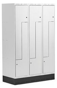 AJ Produkty Šatní skříňka CLASSIC Z, se soklem, 3 sekce, 6 dveří, 1890x1200x550 mm, šedé dveře