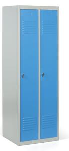 Kovová šatní skříňka EKONOMIK, demontovaná, modré dveře, otočný zámek