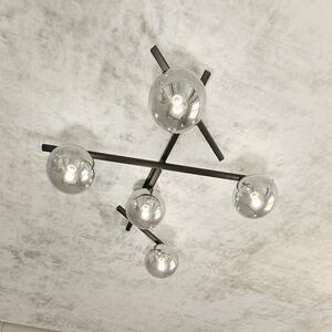 Stropní svítidlo SMART 5 – černé, grafitové sklo, 5× E14, šířka 67 cm