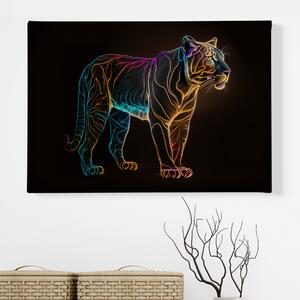 Obraz na plátně - Barevná puma (černý panter, celé tělo) FeelHappy.cz Velikost obrazu: 150 x 100 cm