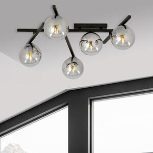 Stropní svítidlo SMART 5 – černé, grafitové sklo, 5× E14, šířka 67 cm