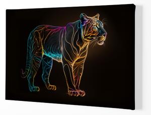 Obraz na plátně - Barevná puma (černý panter, celé tělo) FeelHappy.cz Velikost obrazu: 210 x 140 cm