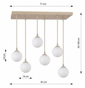 Závěsné svítidlo COSMO 6 – moka, opálové sklo, 6× E14, šířka 81 cm