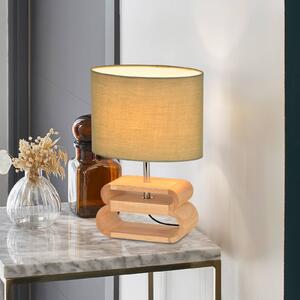 COREP Stolní lampa Oslo, světlá/světlé dřevo, výška 30 cm, bavlna/dřevo, Zelená, Obývací pokoj / jídelna, Dřevo, Skandinávský