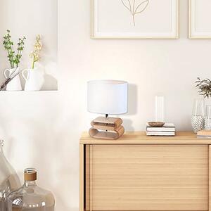 COREP Stolní lampa Oslo, bílá/světlé dřevo, výška 30 cm, plátno/dřevo, Bílá / opál, Obývací pokoj / jídelna, Dřevo, Skandinávský