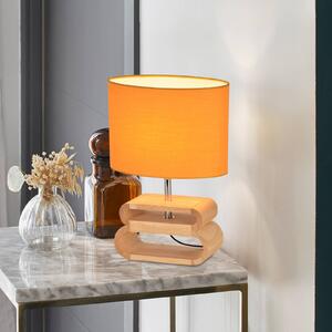COREP Stolní lampa Oslo, hořčičně žlutá/světlé dřevo, 30 cm, bavlna/dřevo, Žlutá / oranžová, Obývací pokoj / jídelna, Dřevo