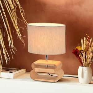 COREP Stolní lampa Oslo, pyla/světlé dřevo, výška 30 cm, bavlna/dřevo, Bílá / opál, Obývací pokoj / jídelna, Dřevo, Skandinávský