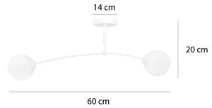 Stropní svítidlo PREGOS 2 – celobílé, sklo, 2× E14, šířka 60 cm