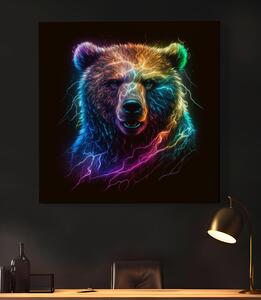 Obraz na plátně - Barevný medvěd s blesky, hlava FeelHappy.cz Velikost obrazu: 40 x 40 cm