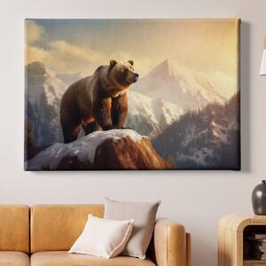 Obraz na plátně - Medvěd hnědý na skále FeelHappy.cz Velikost obrazu: 120 x 80 cm