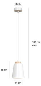 Závěsné svítidlo BOLERO 1 – bílé, 1× E27, šířka 14 cm