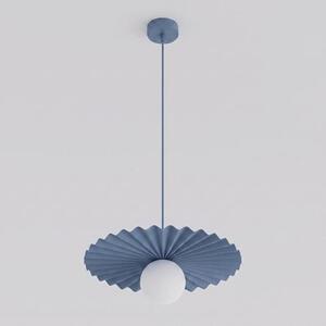 Závěsné svítidlo UMBRA 1 – tlumeně modré, bílé sklo, 1× G9, šířka 35 cm