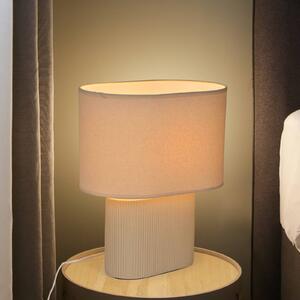 COREP Stolní lampa Santorini, slonová kost/béžová, 38 cm, plátno/keramika, Krémová / jantar, Obývací pokoj / jídelna, Keramika