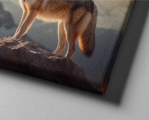 Obraz na plátně - Vlk na skále FeelHappy.cz Velikost obrazu: 40 x 30 cm