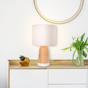COREP Stolní lampa Baltik, bílá/světlé dřevo, výška 33 cm, kov/bavlna, Světlé dřevo, Obývací pokoj / jídelna, kov