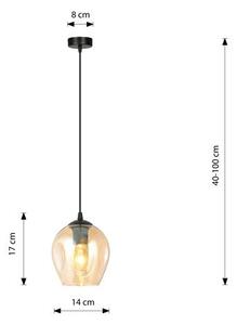 Závěsné svítidlo ISTAR 1 – černé, jantarové sklo, 1× E27, šířka 14 cm