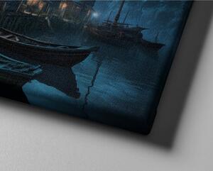 Obraz na plátně - Dřevěné loďky ve staré vesničce FeelHappy.cz Velikost obrazu: 40 x 30 cm