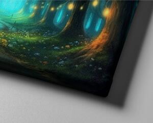Obraz na plátně - Noční les osvícený měsícem a světluškami FeelHappy.cz Velikost obrazu: 40 x 30 cm