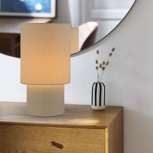 COREP Stolní lampa Rhodes, barva slonová kost/béžová, 51 cm, plátno/keramika, Krémová / jantar, Obývací pokoj / jídelna, Keramika