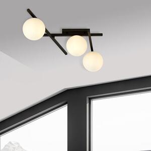 Stropní svítidlo SMART 3 – černé, opálové sklo, 3× E14, šířka 51 cm