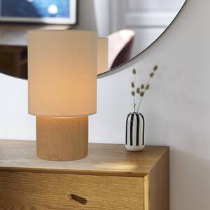 COREP Stolní lampa Rhodes, světlé dřevo/béžová, 51 cm, plátno/keramika, Světlé dřevo, Obývací pokoj / jídelna, Keramika
