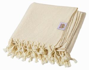 Ručně tkaná vlněná deka Nara III Merino - bílá