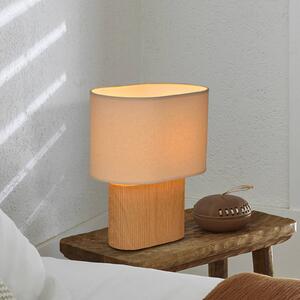 COREP Stolní lampa Santorini, světlé dřevo/béžová, 38 cm, plátno/keramika, Světlé dřevo, Obývací pokoj / jídelna, Keramika