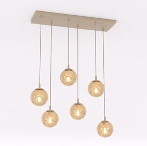 Závěsné svítidlo COSMO 6 – moka, jantarové sklo, 6× E14, šířka 81 cm