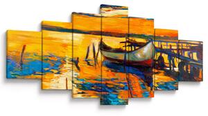Obraz - Loďka při západu slunce (210x100 cm)
