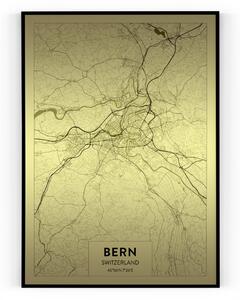 Plakát / Obraz Mapa Bern Napnuté plátno na dřevěném rámu 50 x 70 cm